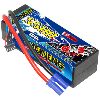 GAONENG GNB 4S 14.8V 5500mAh 100C LCG hard case LiPo battery with EC5 plug and balance lead