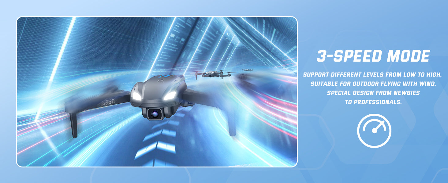 SOTAONE S350 Drone, 3-speed mode support different levels from low to high; suitable for outdoor