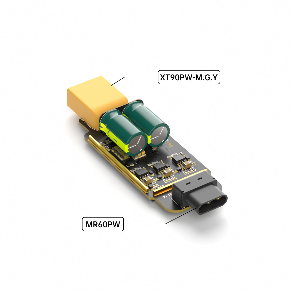 BrotherHobby Returner 6-12S 32Bit AM32 90A ESC, BrotherHobby Returner 6-12S 90A ESC board with USB-C port, XT90PW connector, and dual capacitors