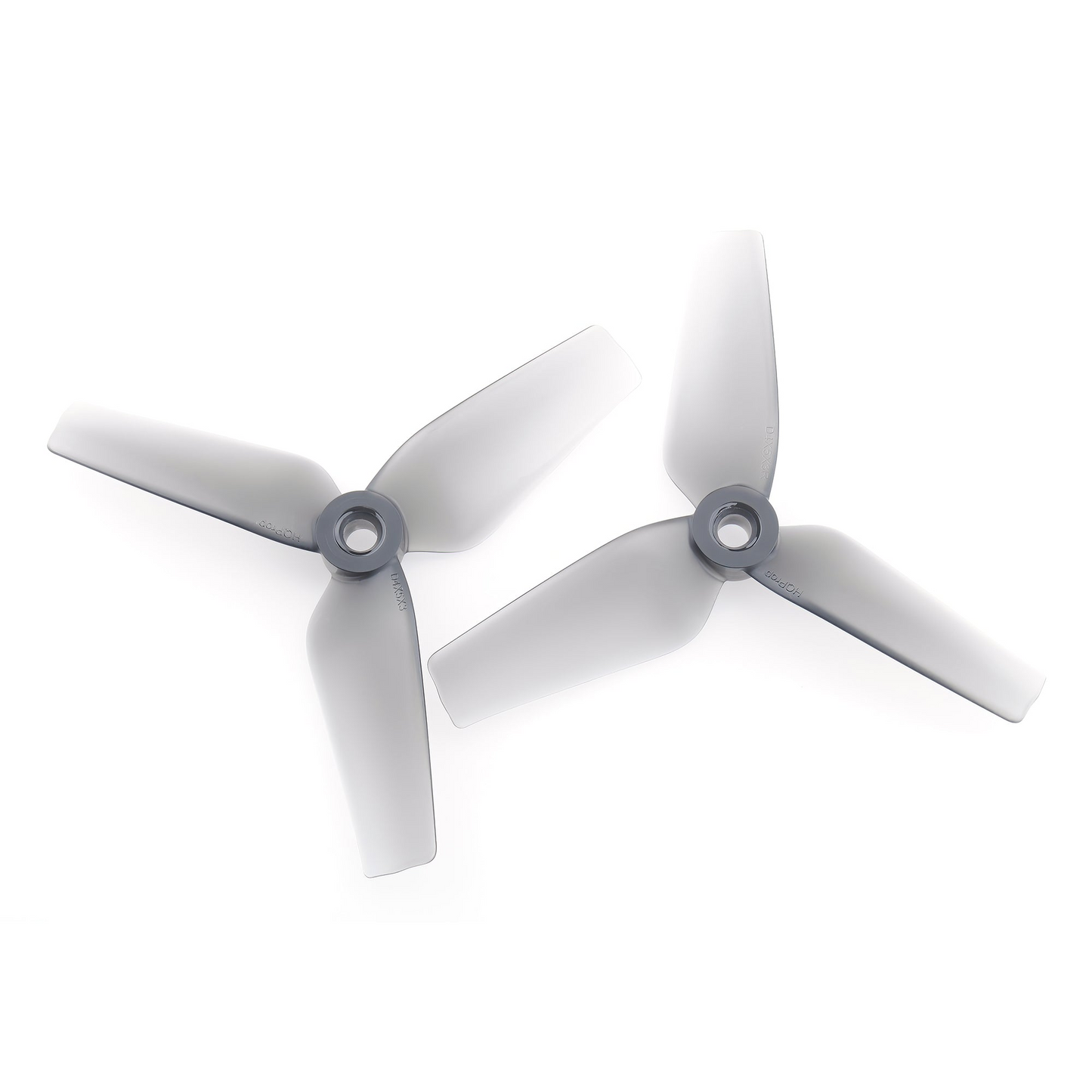 HQProp D4X5X3 grey 4in 3-blade polycarbonate cinewhoop propellers, CW and CCW pair