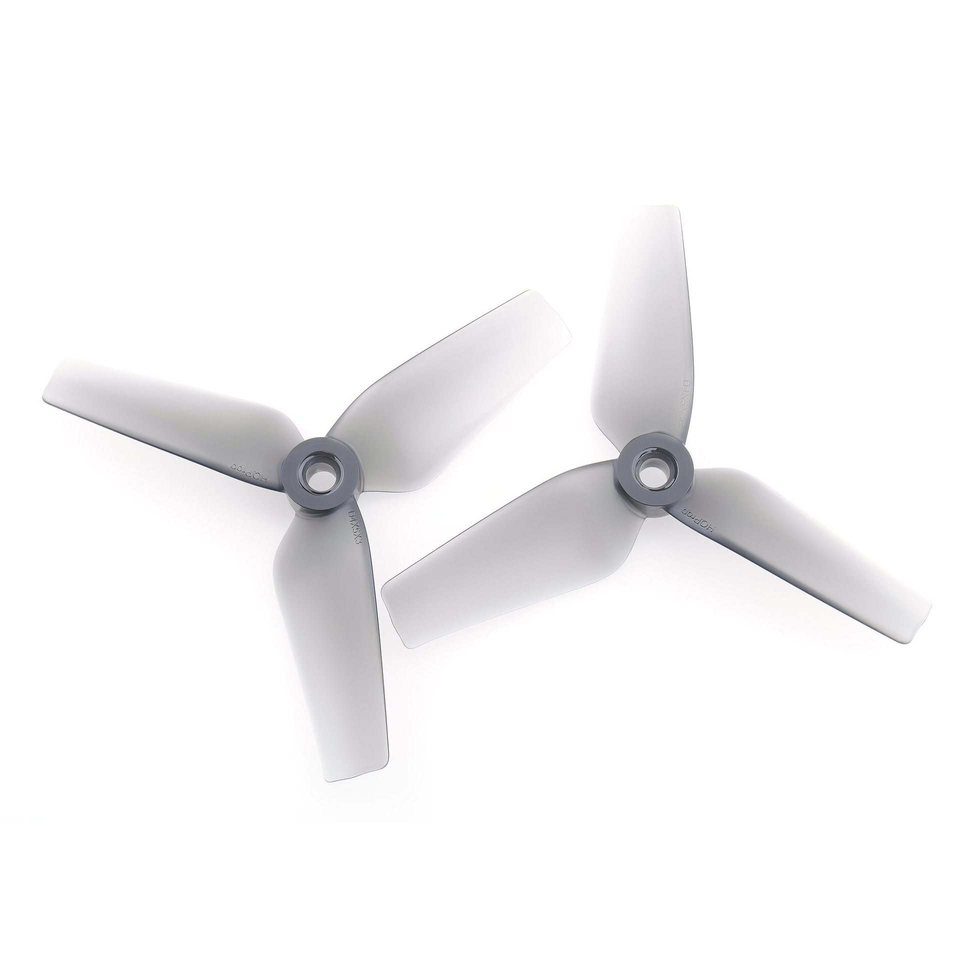 HQProp D4X5X3 grey 4in 3-blade polycarbonate cinewhoop propellers, CW and CCW pair