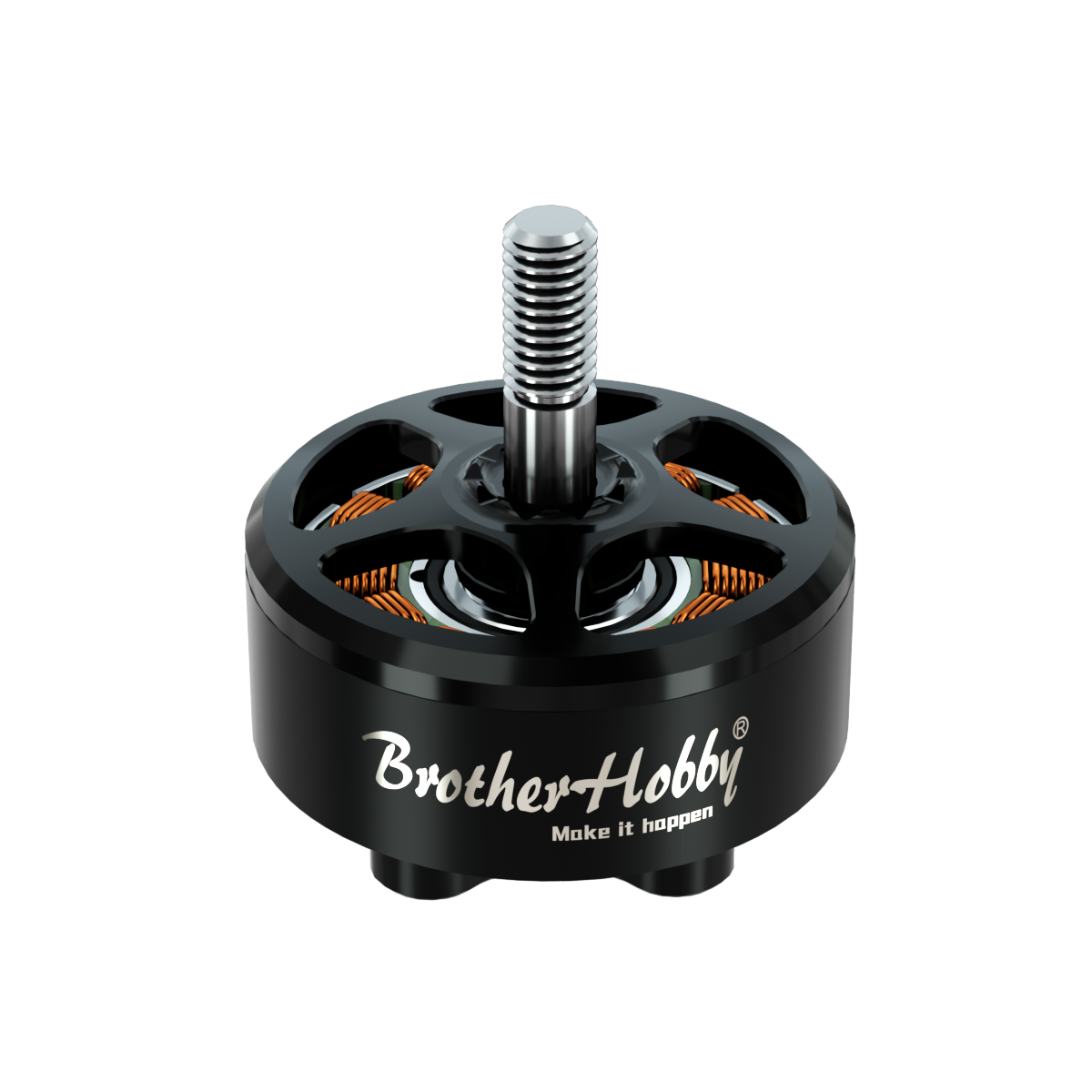 BrotherHobby SE 2808 1350KV CW brushless motor with black housing, threaded shaft, and visible copper windings