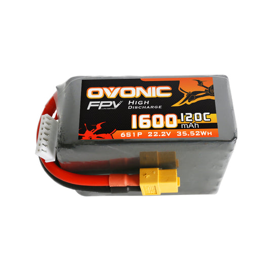 2×Ovonic 120C 6S 1600mAh LiPo Accu 22.2V voor FPV Racing met XT60 Stekker