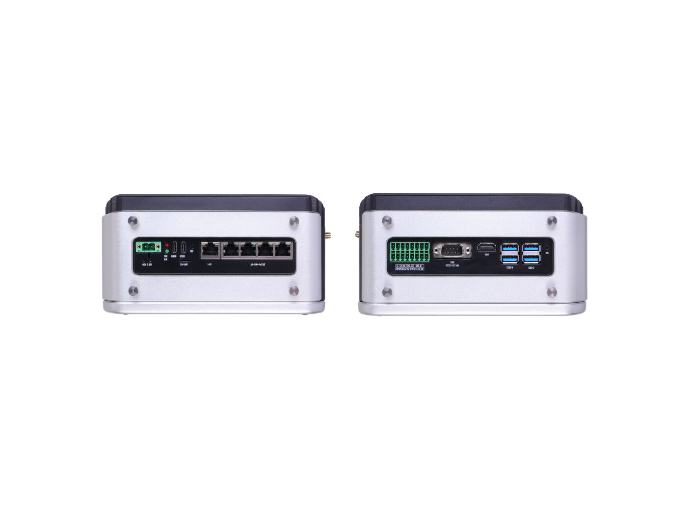 reServer Industrial J3011 Fanless AI NVR Server, Jetson Orin Nano 8GB 40 TOPS, 5x GbE PoE, Dual 2.5" SATA Bays
