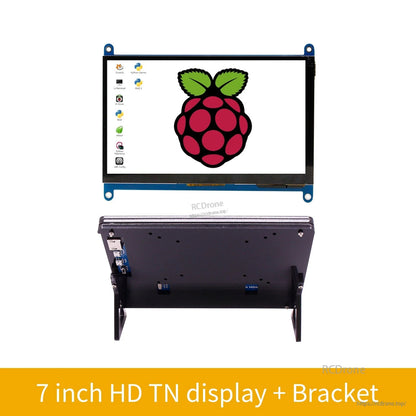 7 inch HD TN display with metal bracket, front and rear views