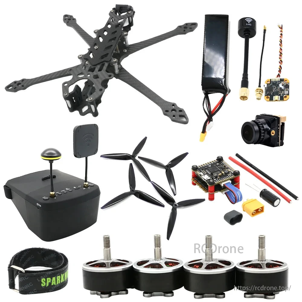7 Inch Long Range FPV, High-performance 2810 motor features include aluminum bell, titanium shaft, and Japanese bearings for improved power and durability.