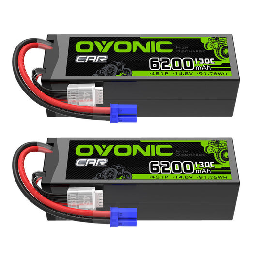 OVONIC 4S 6200mAh 14.8V 130C hardcase LiPo batteries with EC5 plug and balance lead