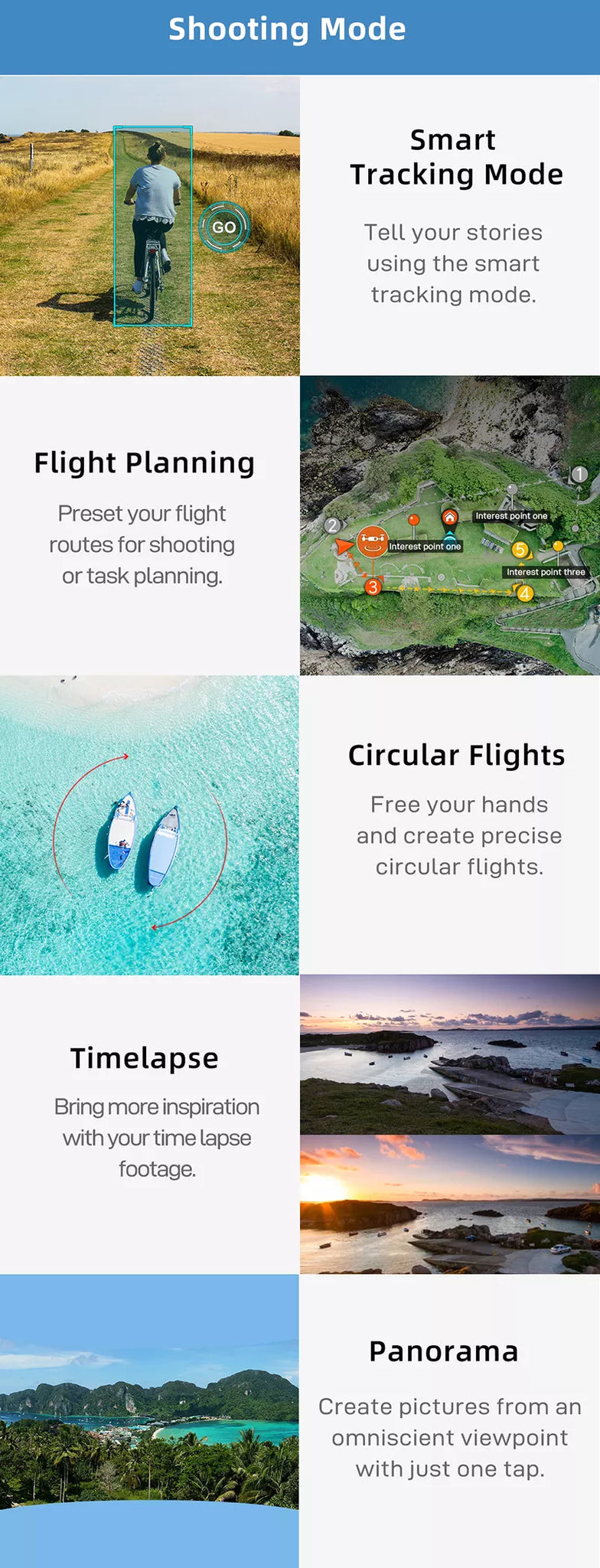 FIMI X8 SE 2022 Drone, Shooting Mode Smart Tracking Mode GO Tell your stories using the smart tracking mode .