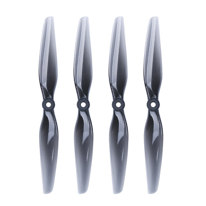 HQProp 7x4.5 light grey polycarbonate propeller set, four blades shown on white background