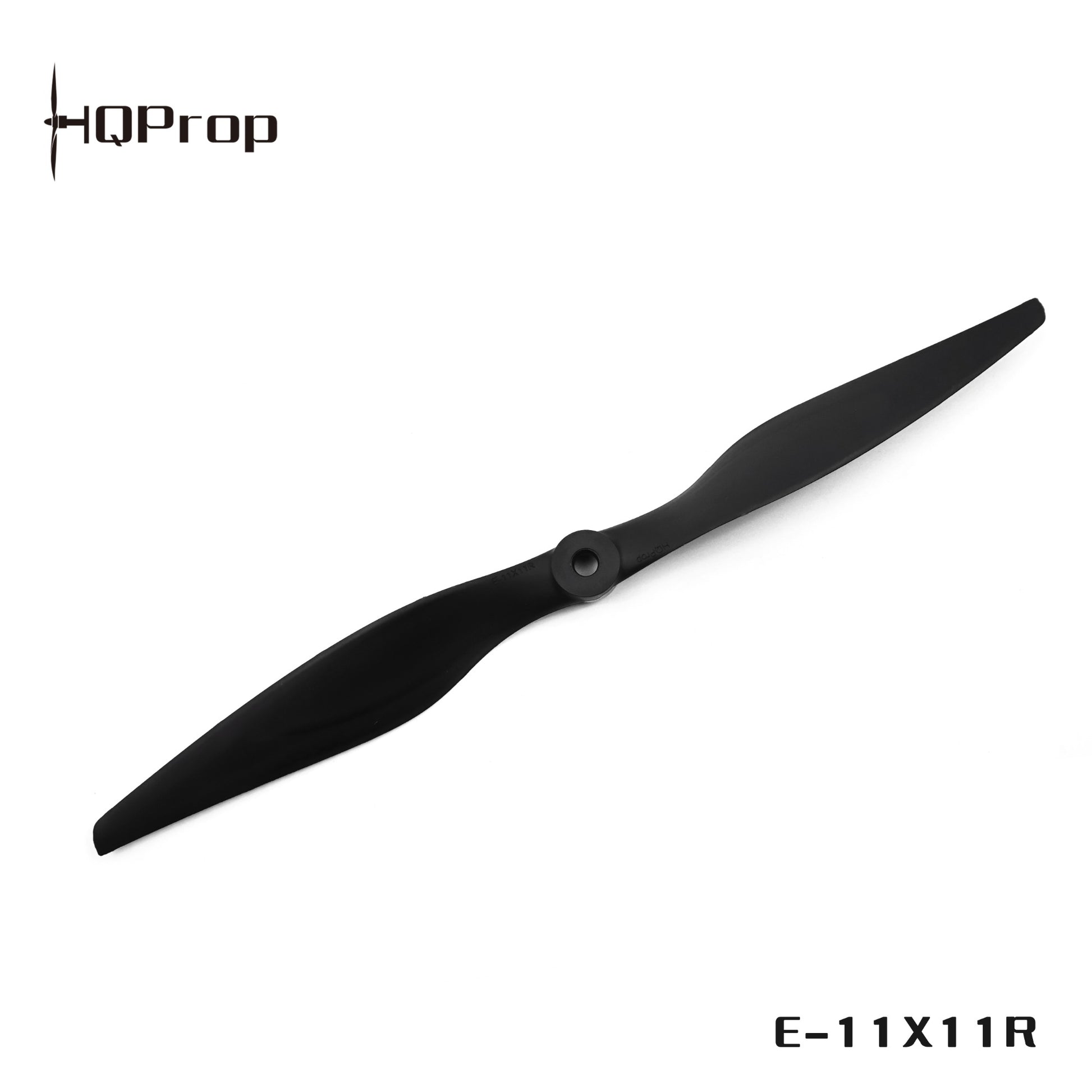HQProp Thin Electric Pusher Propeller with HQProp logo and model text E-11X11R on white background