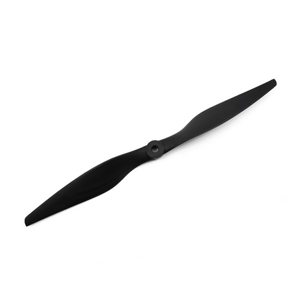 HQProp Thin Electric Pusher Propeller, black two-blade prop with center hub on white background