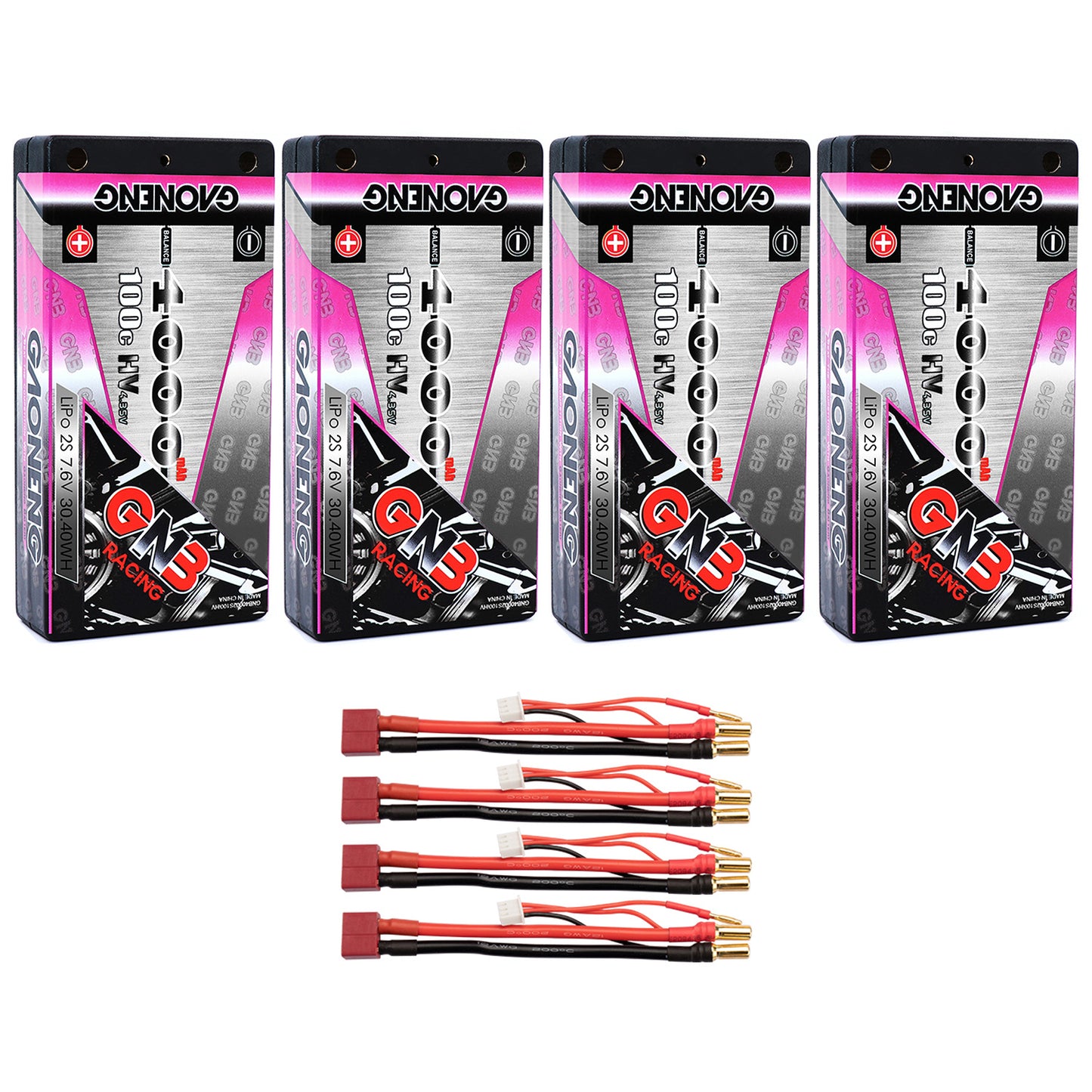 GAONENG GNB 2S 7.6V 4000mAh 100C LCG Shorty 4mm Bullet Hard Case LiPo Battery