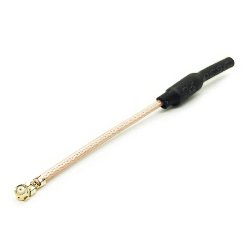 70mm 5.8GHz 2dBi FPV antenna with U.FL/IPEX connector and RG178 coax, black heat-shrink tip