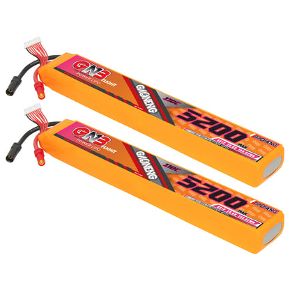 Two GAONENG GNB 8S 5200mAh 110C LiPo batteries shown side by side with leads and connectors