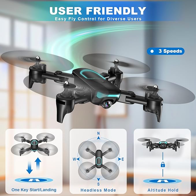 Drone with Camera for Adults, 1080P FPV Drones for kids Beginners with  Upgrade Altitude Hold, Voice Control, Gestures Selfie, 90° Adjustable Lens,  3D