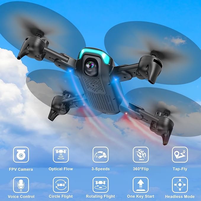 Drone with Camera for Adults, 1080P FPV Drones for kids Beginners with  Upgrade Altitude Hold, Voice Control, Gestures Selfie, 90° Adjustable Lens,  3D