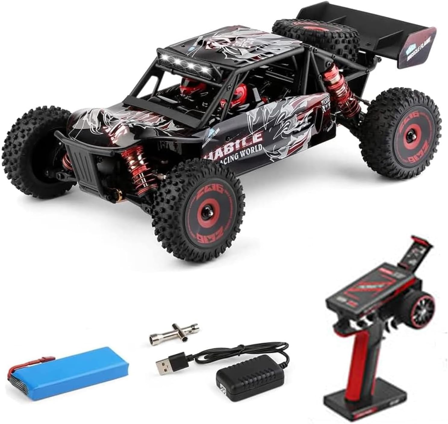 Wltoys 124016 RC Car 1/12 Scale 4WD Brushless 75km/h High Speed Off-Road Racing Buggy with Metal Chassis & Oil Shock Absorbers