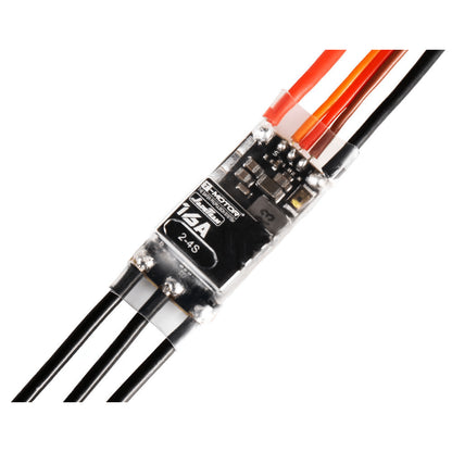 T-Motor AM16A ESC, T-Motor AM16A 16A brushless ESC with heat-shrink cover, 2–4S label, and pre-soldered power and motor wires