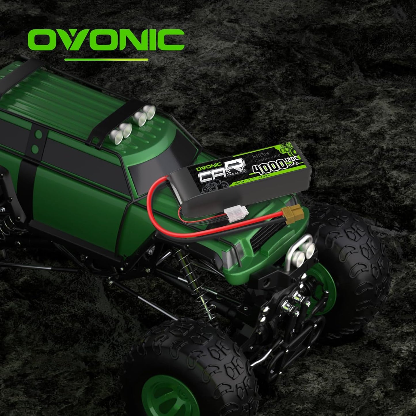 OVONIC 11.1V 3S LiPo Battery 4000mAh 120C with TRA Plug for 1/10 Scale RC Cars & Trucks