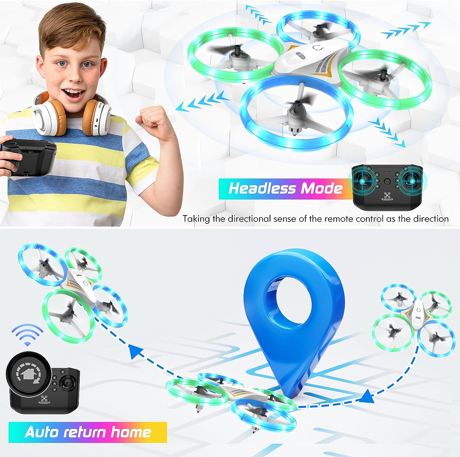 DyineeFy Mini Drone, headless mode takes the directional sense of the remote control as the