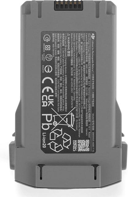 DJI Mini 5 Pro intelligent flight battery with contact pins and label showing 4680mAh, 7.16V, 33.5Wh