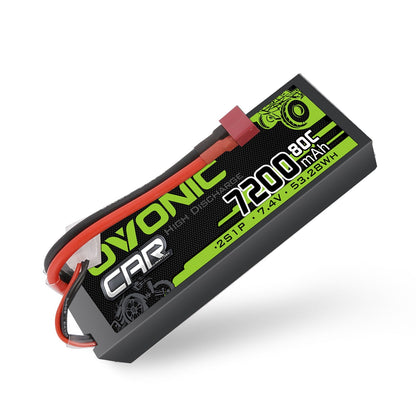 OVONIC 2S 7.4V 7200mAh 80C hardcase LiPo battery with Deans T plug and balance lead