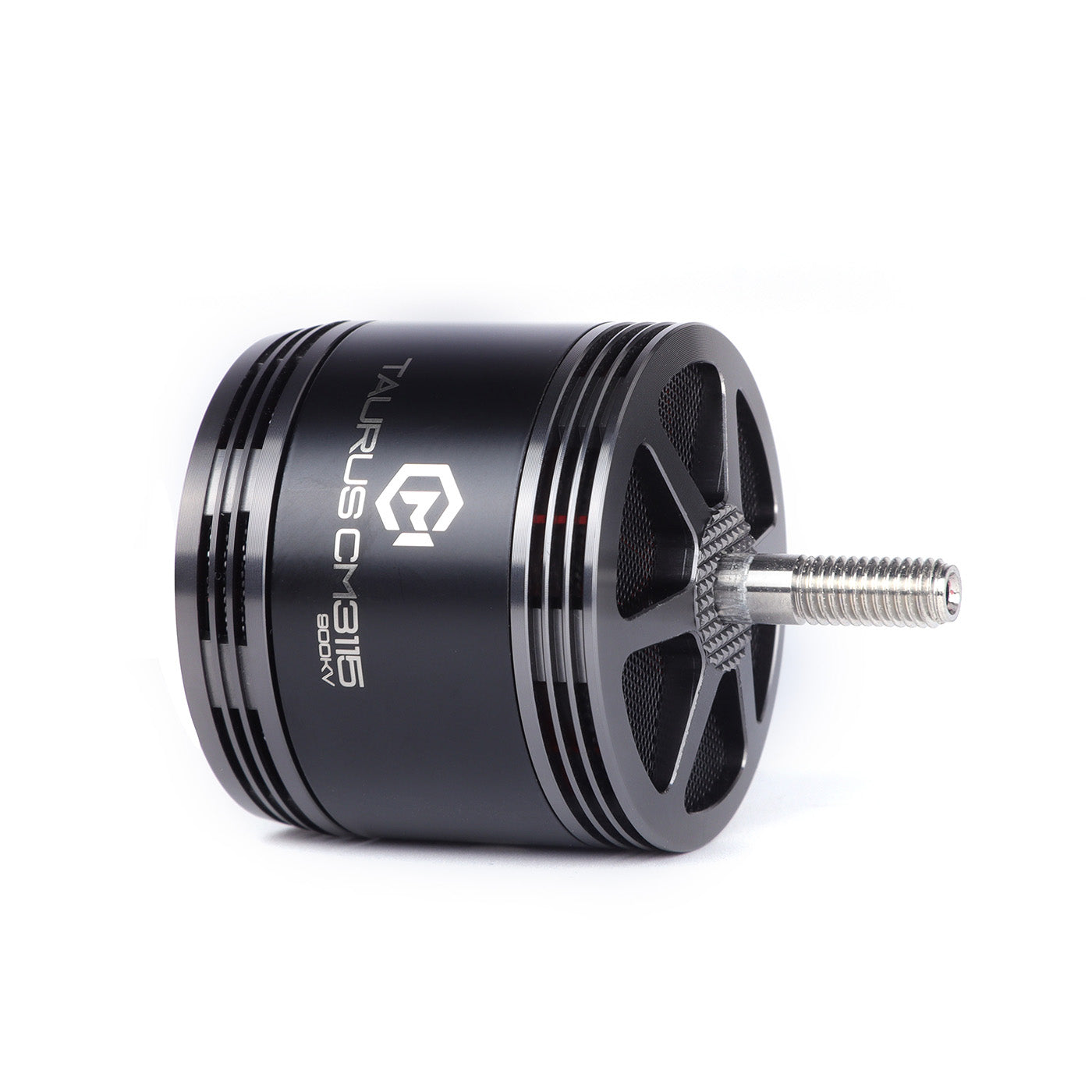 MAD TAURUS CM3115 FPV drone motor with black aluminum housing, vented endbell, and threaded shaft