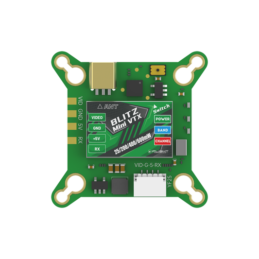iFlight BLITZ Mini Force 5.8GHz 600mW FPV VTX, iFlight BLITZ Mini VTX 5.8GHz FPV video transmitter board with antenna connector and power/band/channel buttons