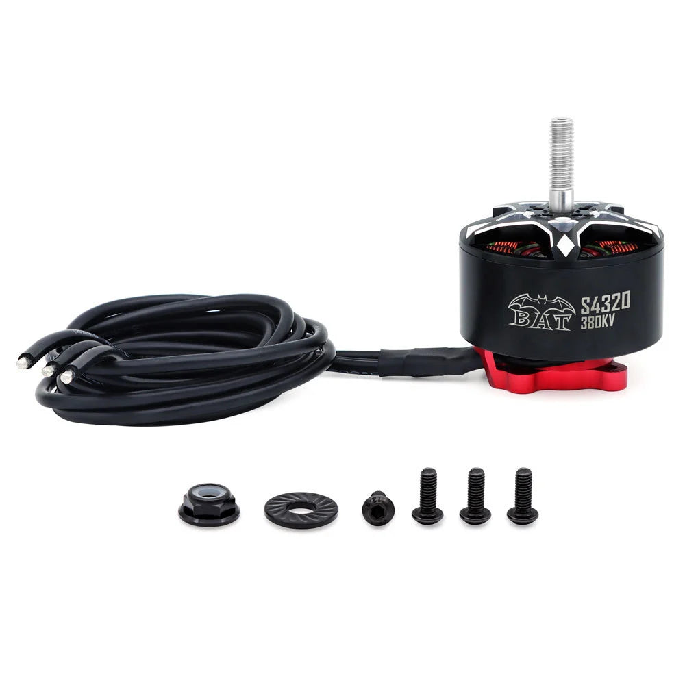 Surpass Hobby BAT S4320 380KV FPV brushless motor kit with cable, mounting screws, washer and nut