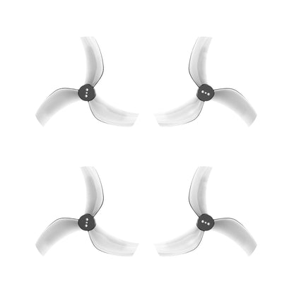GemFan D90S 3-Blade FPV Drone Propeller set, translucent gray tri-blade props on white background