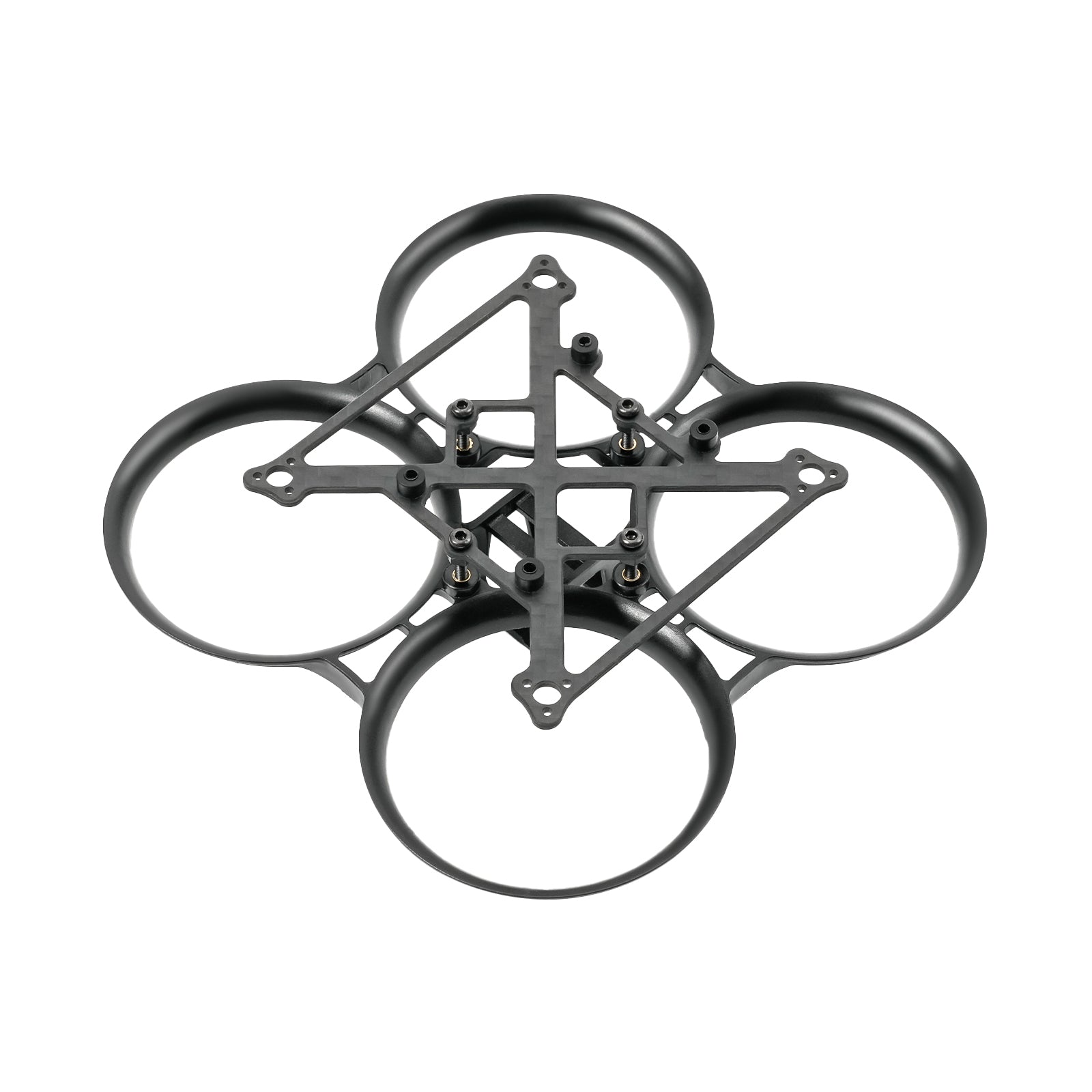 BetaFPV Pavo Pico brushless whoop frame top view with carbon plate and 4 duct guards, black