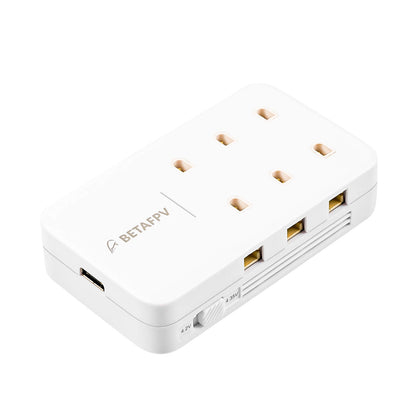 BetaFPV 6 Ports 1S Battery Charger angled view with six charging slots and side USB-C input