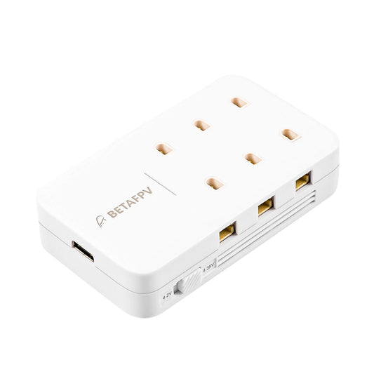 BetaFPV 6 Ports 1S Battery Charger angled view with six charging slots and side USB-C input