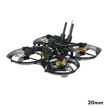 Flywoo FlyLens 75 O3 brushless whoop FPV drone frame with ducted prop guards, four motors, and dual antennas