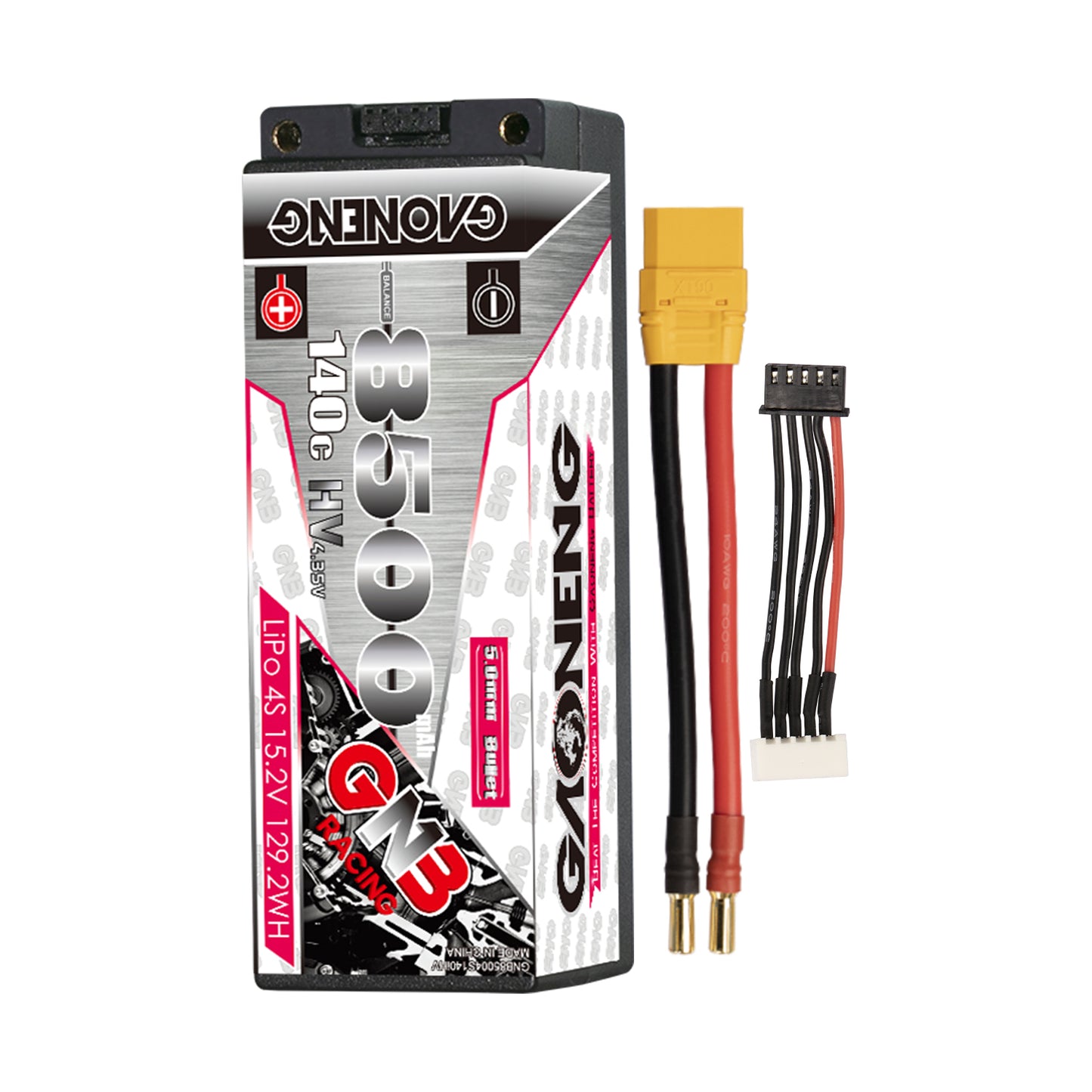 GNB LiHV 4S 15.2V 8500mAh 140C hard case LiPo battery with XT90 lead and balance plug