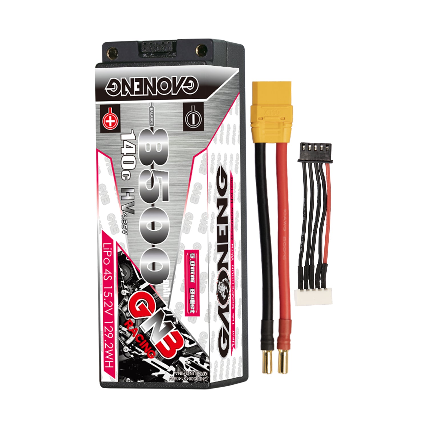 GNB LiHV 4S 15.2V 8500mAh 140C hard case LiPo battery with XT90 lead and balance plug