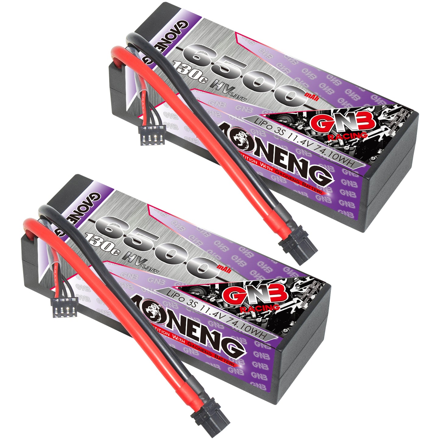GAONENG GNB 3S 11.4V 6500mAh 130C hard case LiPo battery shown from another angle