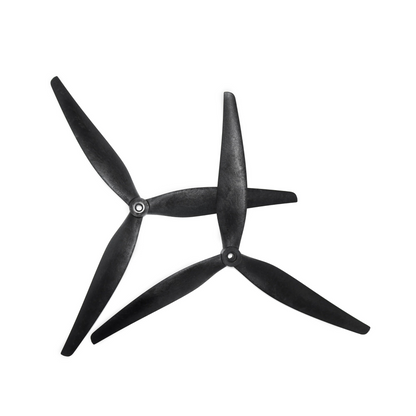 HQ MacroQuad Prop 11x7.5x3 3-blade propeller pair in black, top-down view on white
