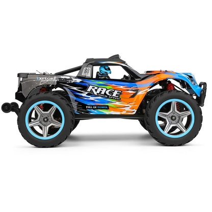 Wltoys 104019 1/10 2.4GHz 4WD Brushless RC Car 55KM/H High Speed Off-Road Monster Truck with 3660 Motor & Metal Gears - Black Blue
