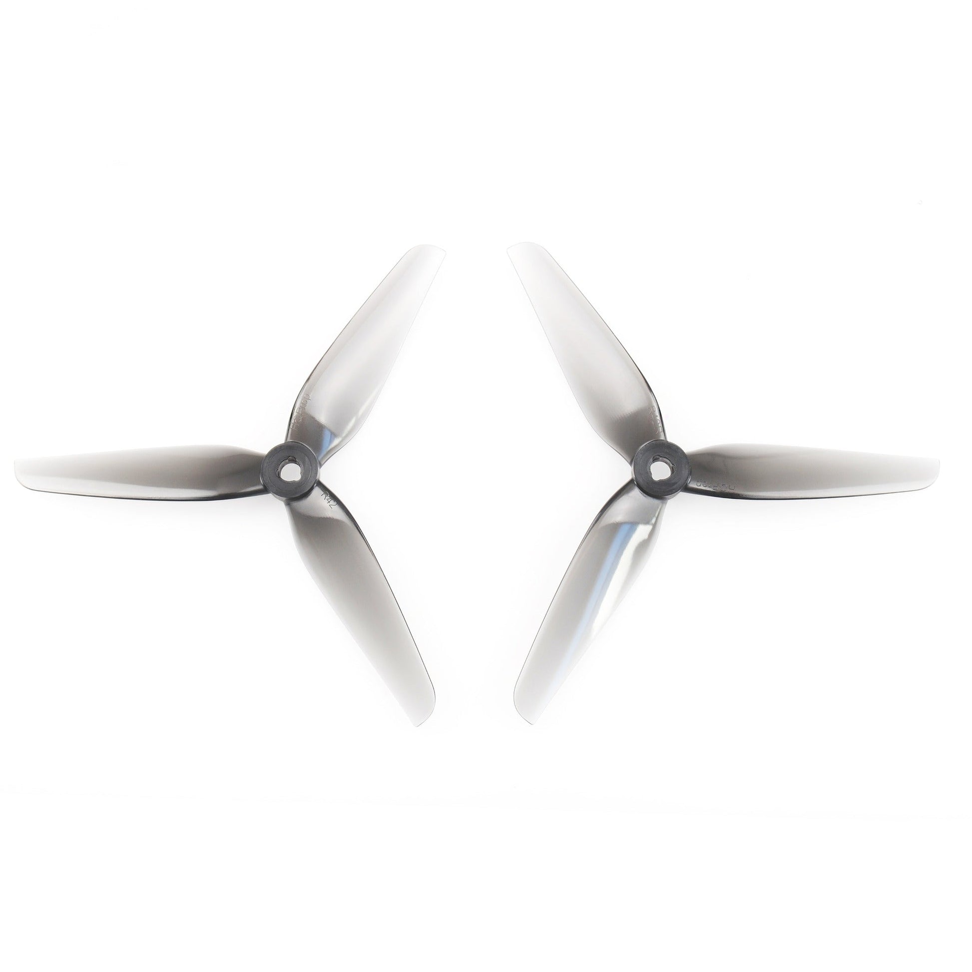HQ Racing Prop R42 5.1in 3-blade polycarbonate drone propellers, grey pair on white background