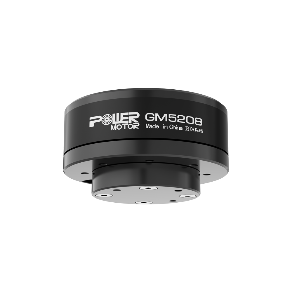 iFlight GM5208-12 Brushless Gimbal Motor, iFlight GM5208 brushless gimbal motor in black housing with GM5208 label and bottom mounting holes