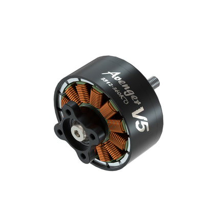 BrotherHobby Avenger 3512 V5 CW brushless motor with black bell, exposed copper windings, and mounting base
