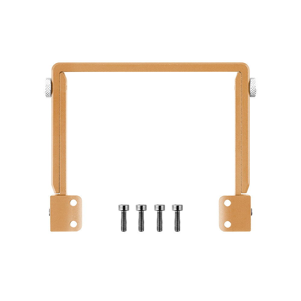 Gold CNC folding stand bracket with four mounting screws for TX15 radio transmitter