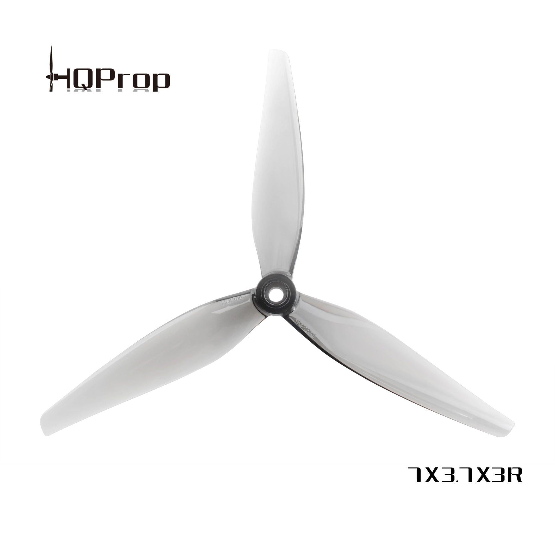 HQProp 7X3.7X3R grey 3-blade propeller with 5mm shaft hole, branded product image