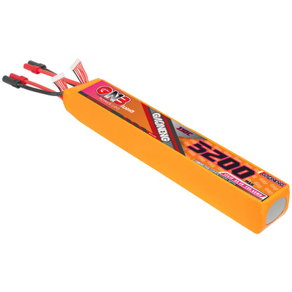 GAONENG GNB 12S 44.4V 5200mAh 110C LiPo battery pack with XT150 lead, angled view