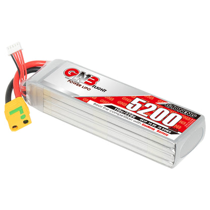 GAONENG GNB 4S 14.8V 5200mAh 110C LiPo battery with XT90S anti-spark plug and balance lead