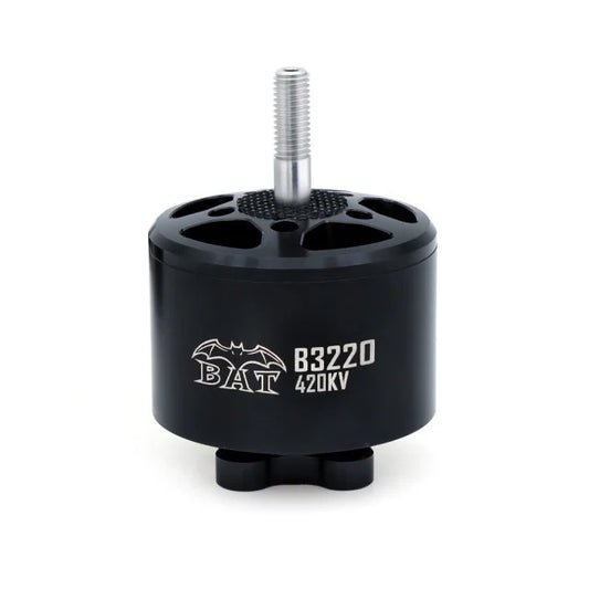 Surpass Hobby BAT B3220 420KV brushless motor front view with threaded propeller shaft