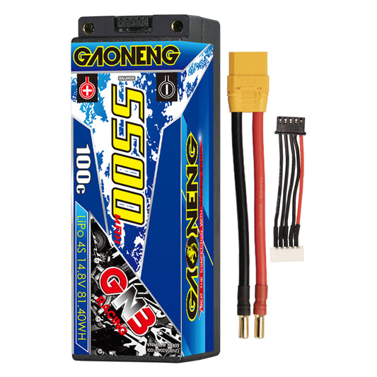 GAONENG GNB 4S 14.8V 5500mAh 100C hard case LiPo battery with XT90 plug and balance lead