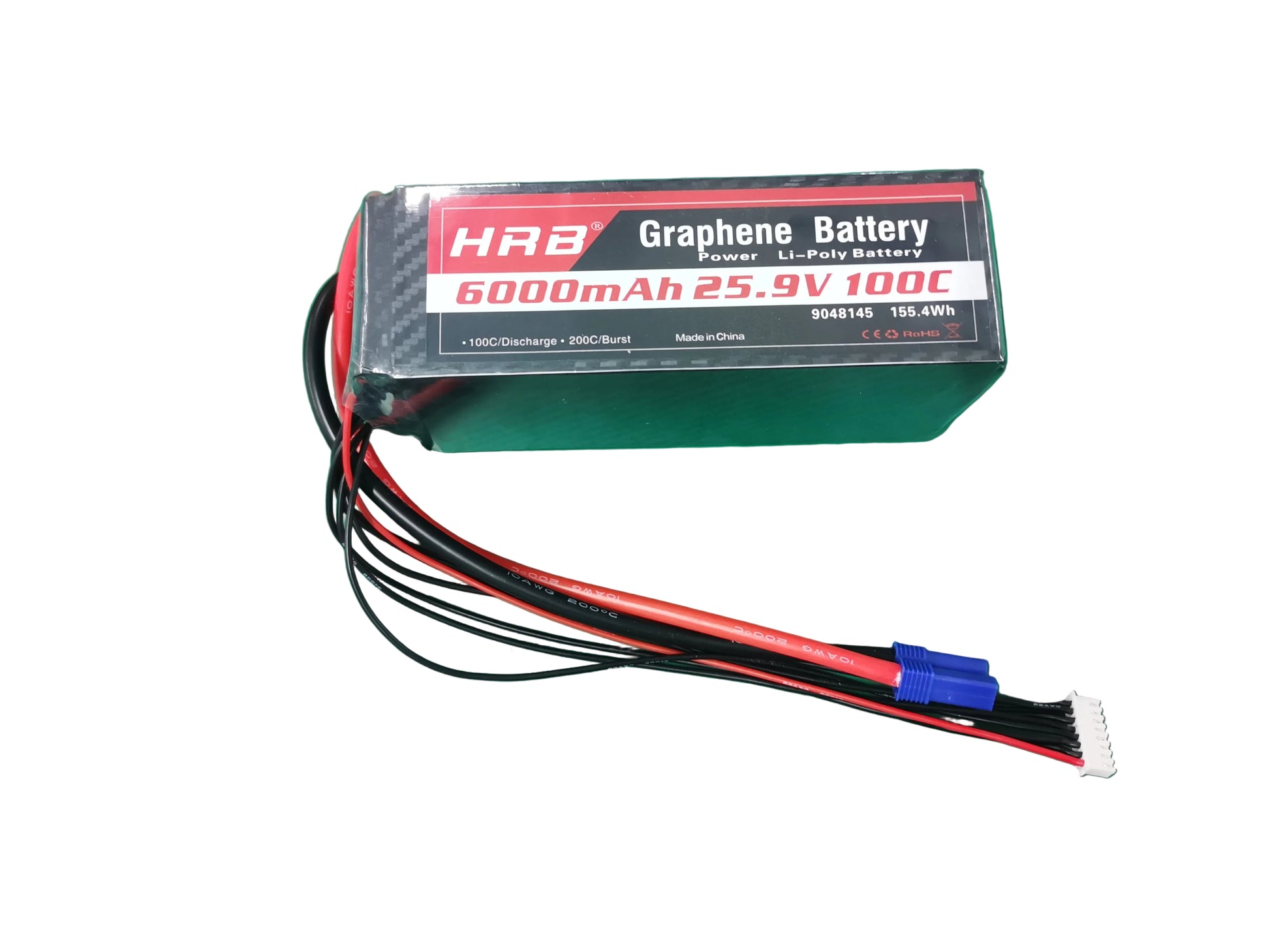 HRB 7S 25.9V 6000mAh 100C Graphene LiPo battery pack with EC5 power lead and balance connector