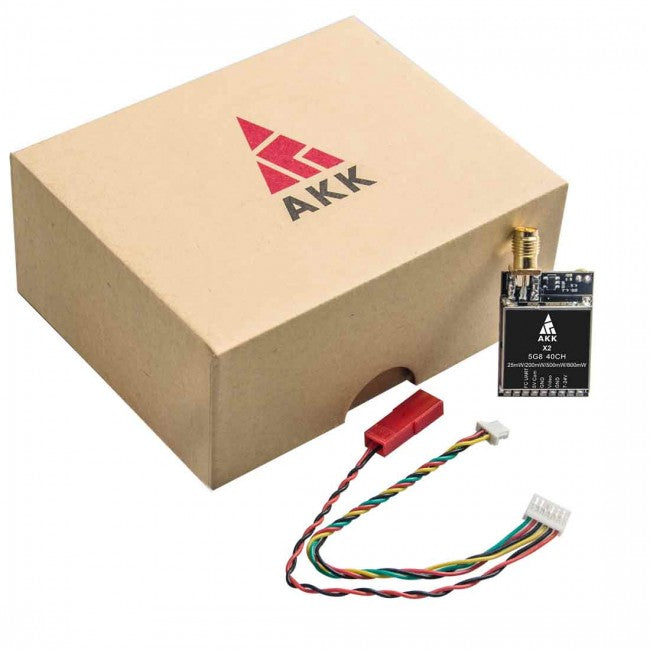 AKK X2 FPV VTX - 5.8Ghz 37CH 25mW/200mW/500mW/800mW Switchable FPV Video Transmitter Work with Betaflight OSD FC